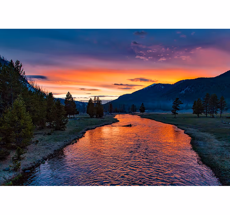 Fototapete Landschaften sonnenuntergang fluss aussicht - TenStickers