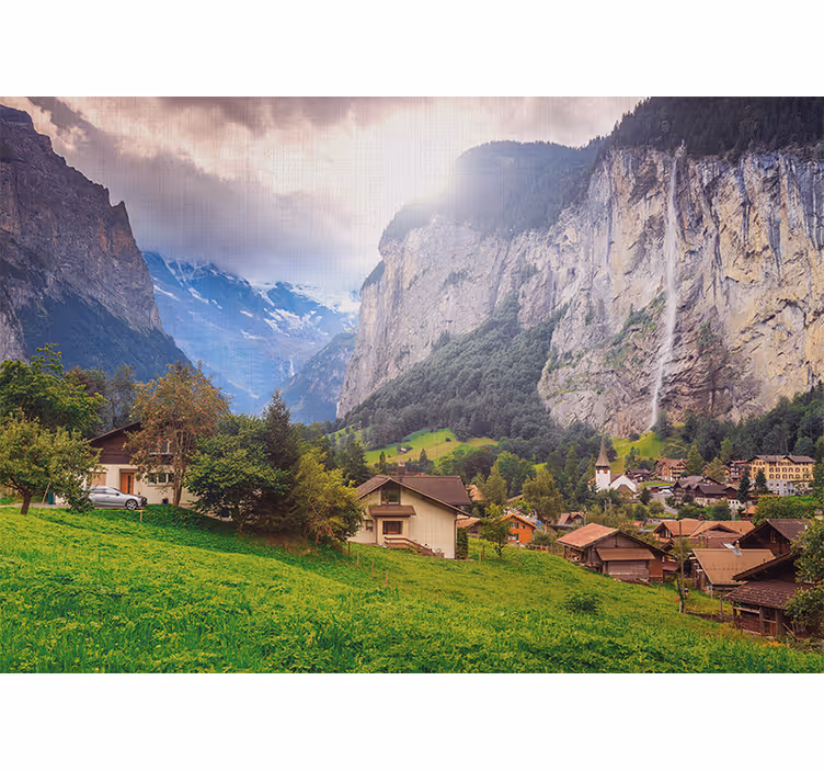 Fototapete landschaften tal der berge szene - TenStickers