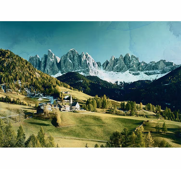 Fototapete landschaften bergdorf landschaft - TenStickers