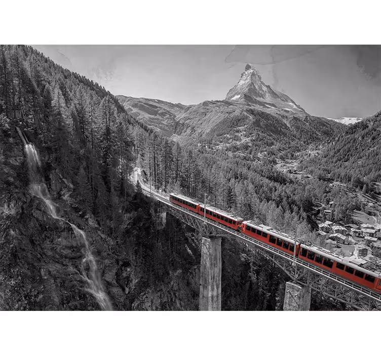 Fototapete städte mit charmantem bergzug - TenStickers