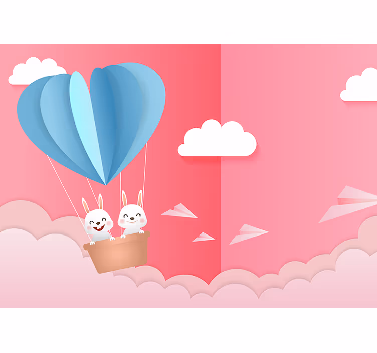 Fototapete liebe mit luftballons und hasen - TenStickers