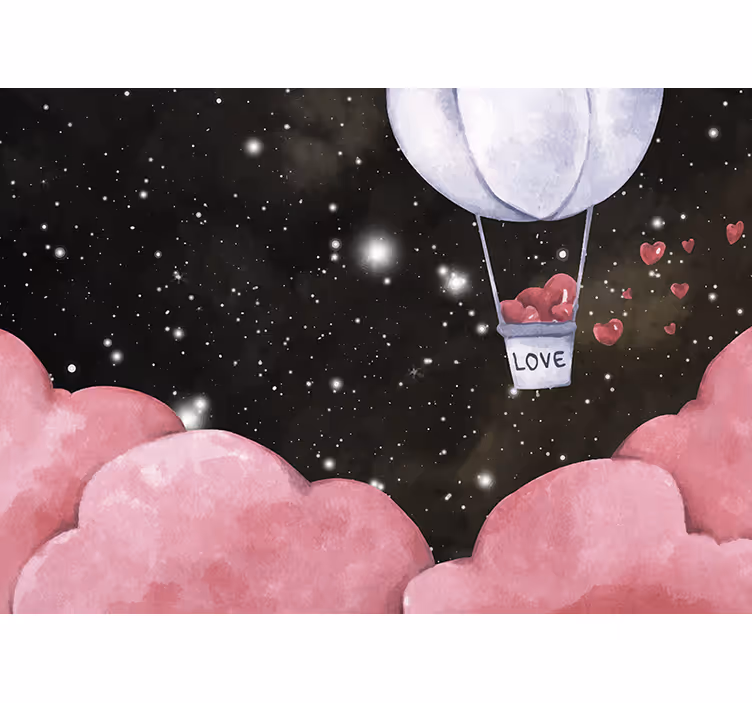 Fototapete liebe reise mit herzballons - TenStickers