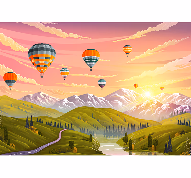Fototapete landschaften mit heißluftballons - TenStickers