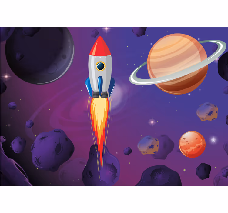 Fototapete weltraum rakete fliegt durch den kosmos - TenStickers
