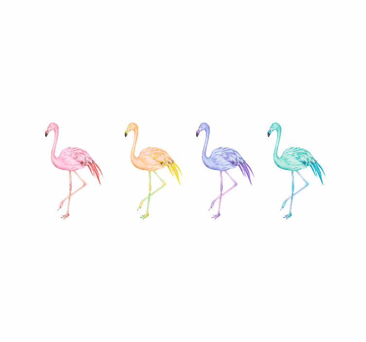 Fototapete hochzeit flamingo familien-silhouetten - TenStickers