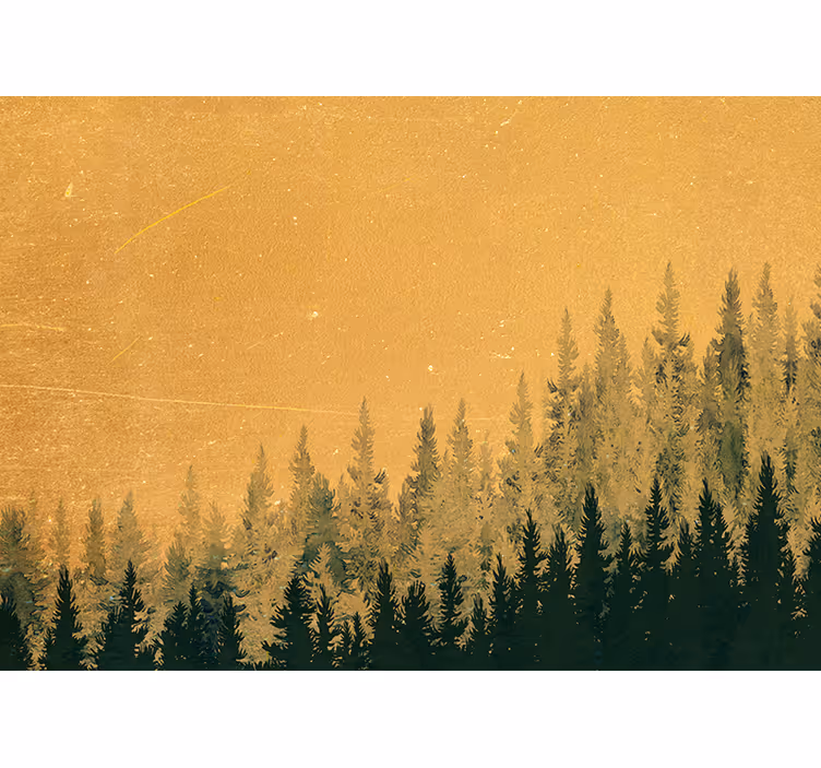 Fototapete natur mit fichtenbaum-silhouette - TenStickers