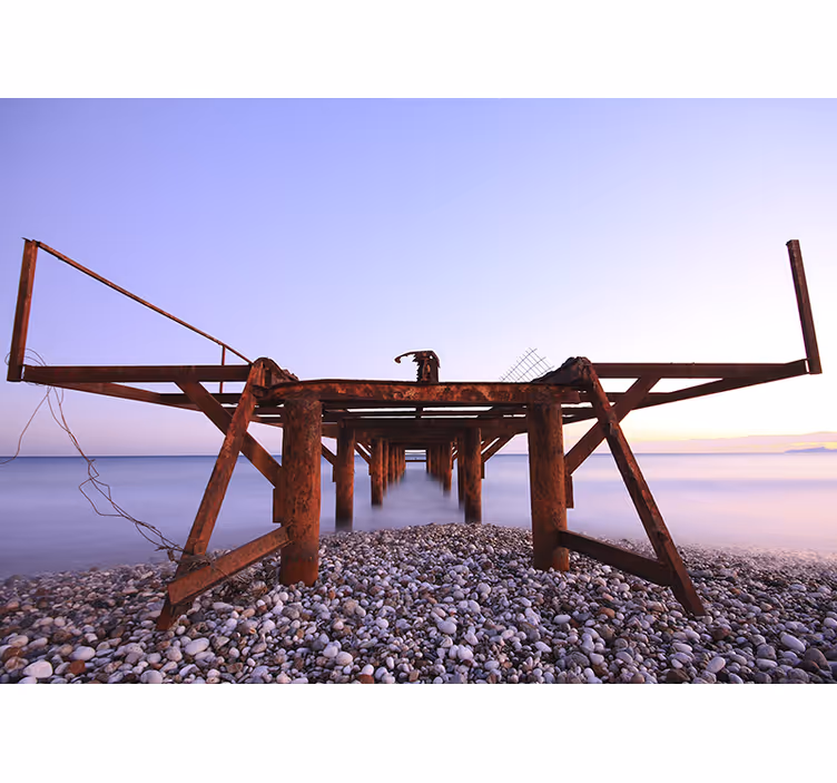 Fototapete landschaften rustikaler pier sonnenuntergang - TenStickers