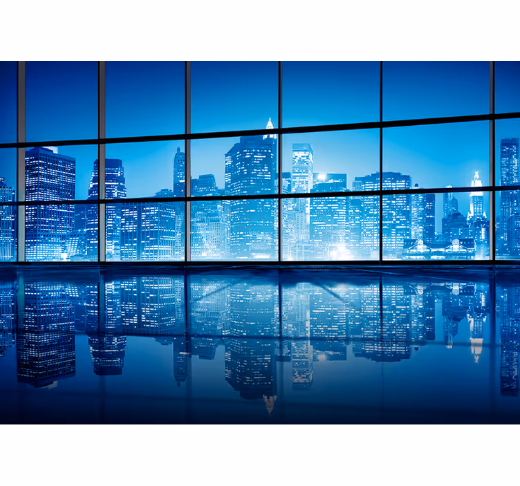 Fototapete städte nächtliche urbanlandschaft reflexion - TenStickers