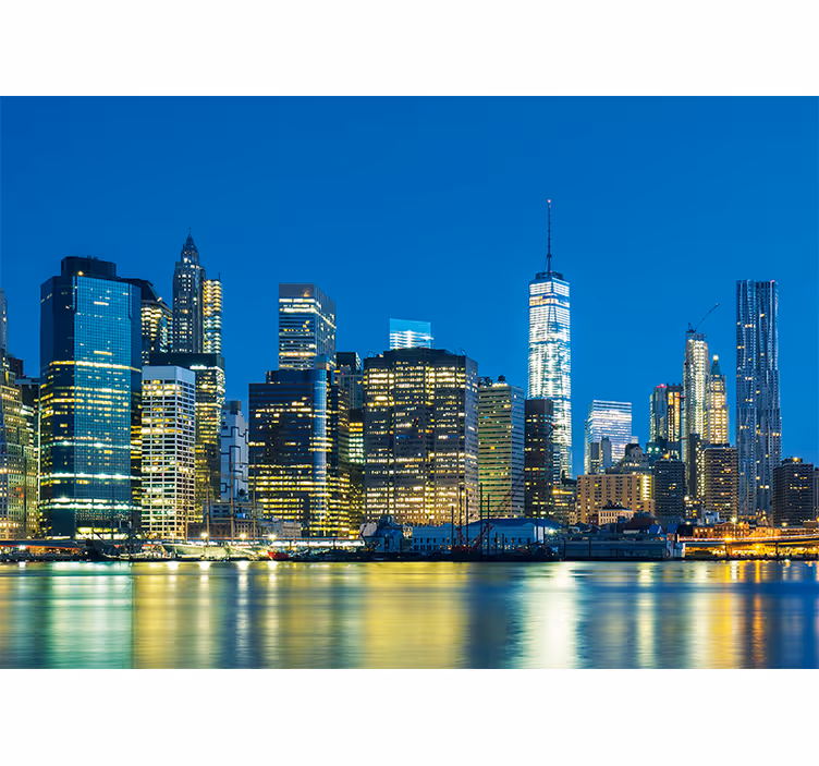 Fototapete new york skyline bei nacht - TenStickers