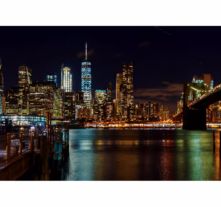 Fototapete new york manhattan nachtansicht - TenStickers
