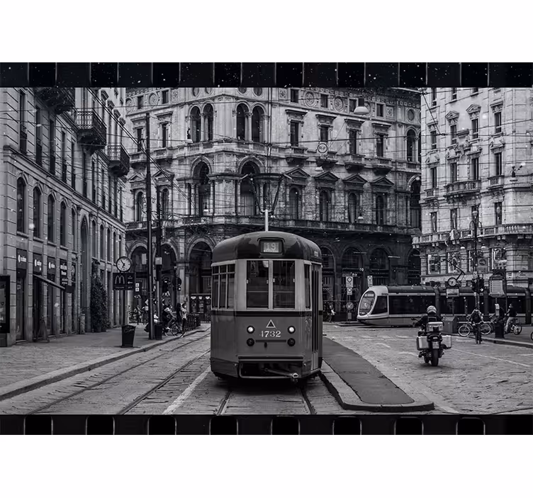 Fototapete städte historische straßenbahnkreuzung - TenStickers
