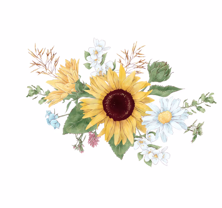 Fototapete blumen sonnenblumenblütenkomposition - TenStickers