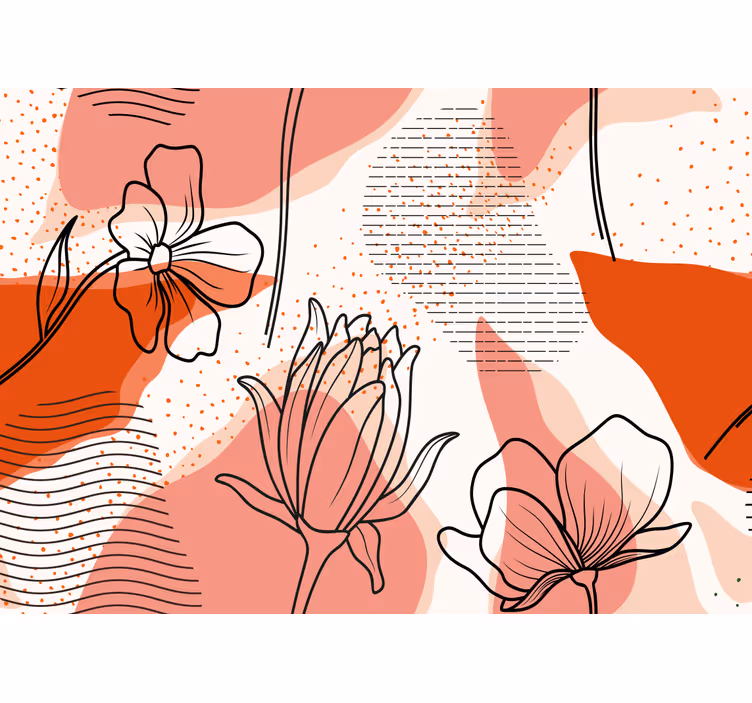 Fototapete blumen mit floraler linienkunst - TenStickers
