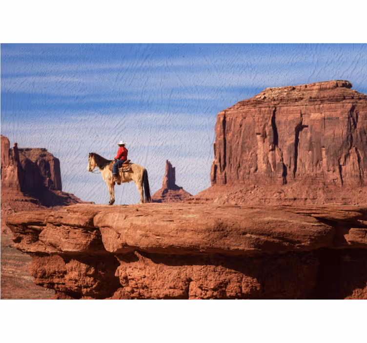 Fototapete landschaften cowboy auf dem pferd - TenStickers