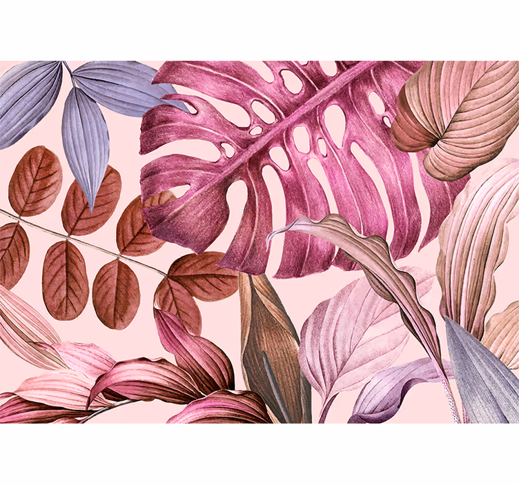 Fototapete blumen lebendige tropische blätter - TenStickers