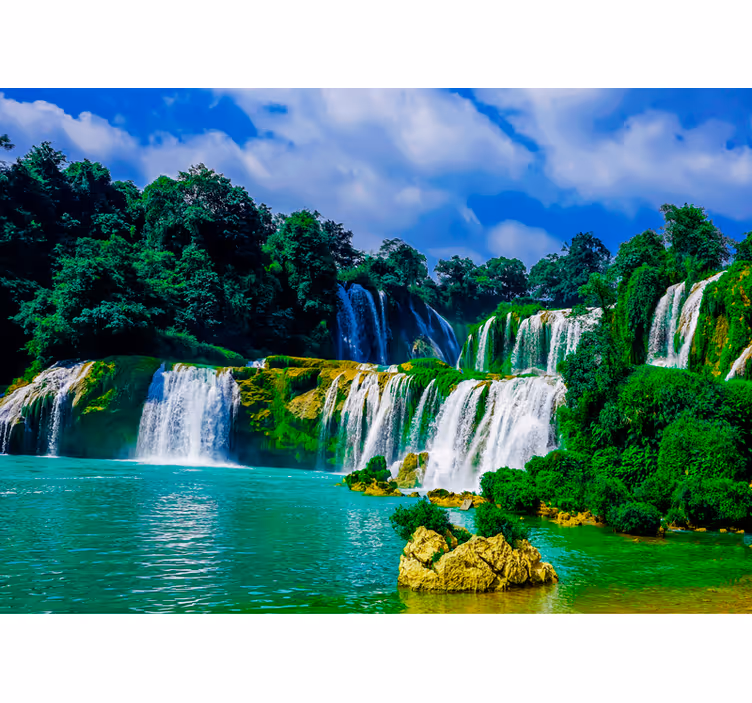 Fototapete Wasserfall Grüne oase - TenStickers