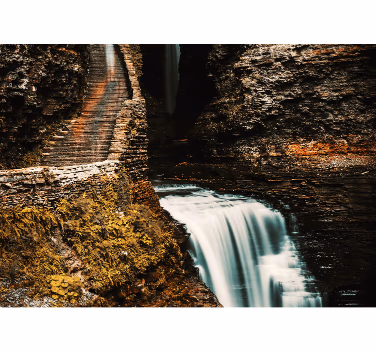 Fototapete landschaften mit fließendem wasserfall - TenStickers