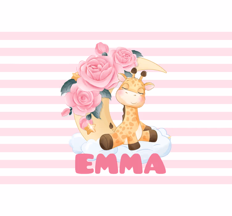 Fototapete kinderzimmer giraffe mit rosen - TenStickers