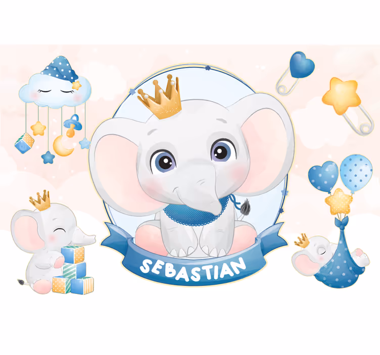 Fototapete babyzimmer mit niedlichem elefantenmotiv - TenStickers