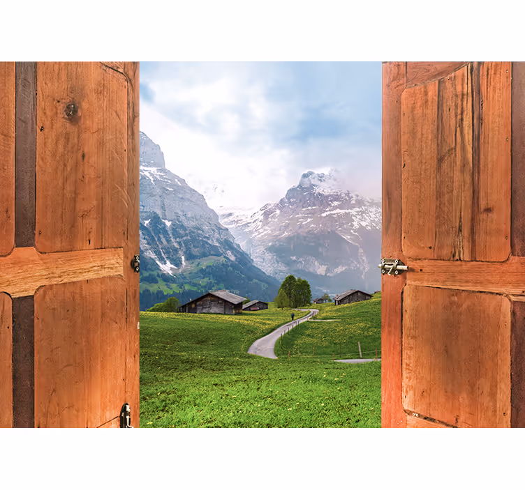 Fototapete landschaften bergblick Öffnung - TenStickers