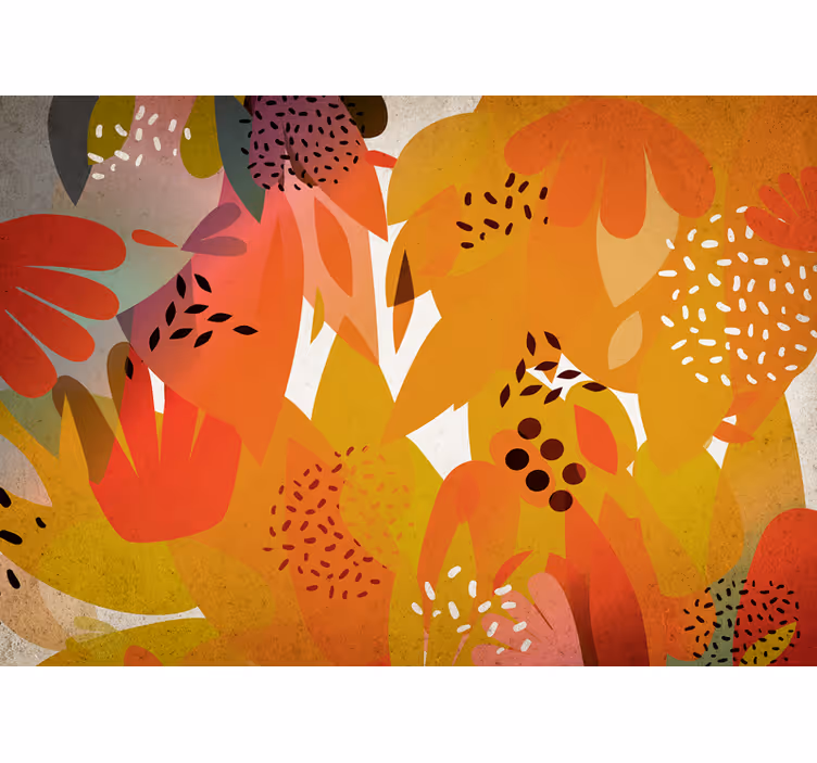 Fototapete blumen mit lebendigen blättermotiven - TenStickers