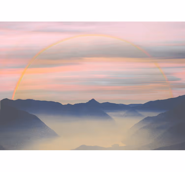 Fototapete landschaften regenbogenszene berge - TenStickers