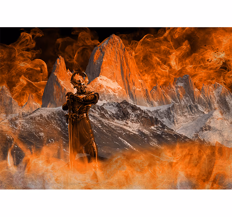 Fototapete fantasie dramatische feurige landschaft - TenStickers