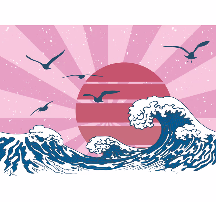 Fototapete landschaften wellen und sonnenuntergang - TenStickers