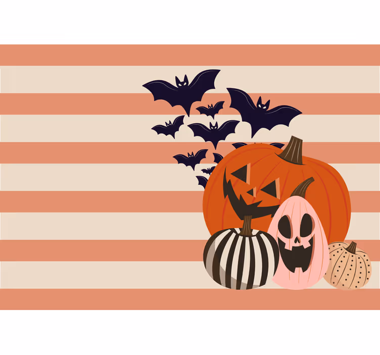 Halloween fototapete mit kürbissen und fledermäusen - TenStickers