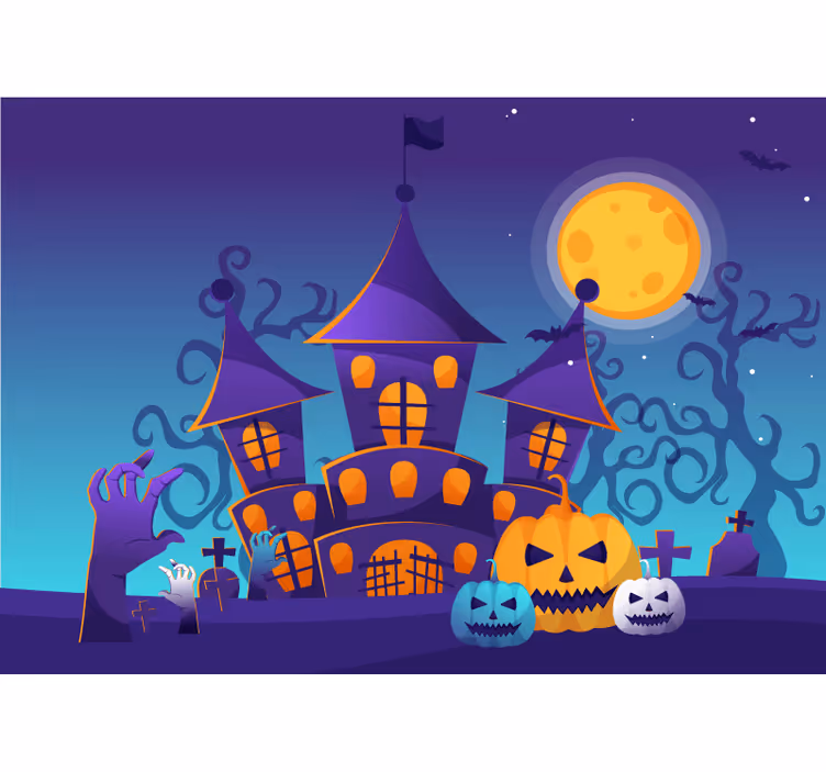 Halloween fototapete gespensterschloss szene - TenStickers