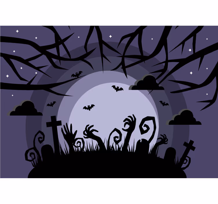 Halloween fototapete gespenstische friedhofszene - TenStickers