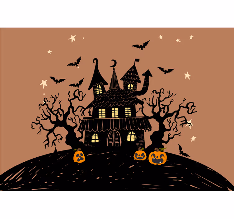 Halloween fototapete gespenstisches kürbis schloss - TenStickers