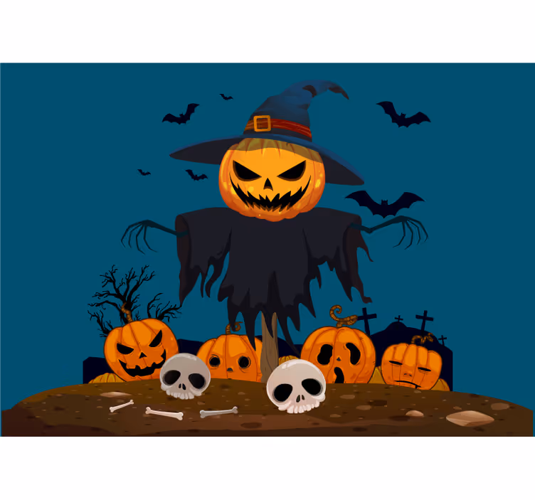 Halloween fototapete gruseliger kürbis-schemel - TenStickers