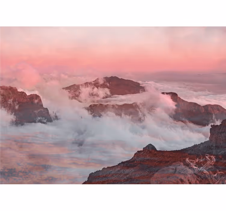Fototapete landschaften mit rosa wolken über bergen - TenStickers