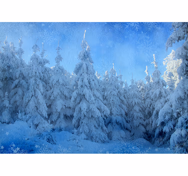 Fototapete wald mit verschneiten kiefernbäumen - TenStickers