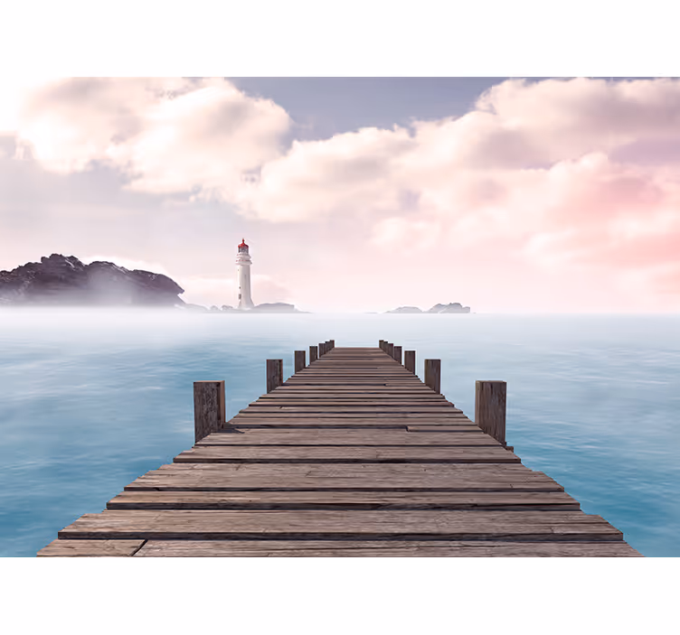 Fototapete landschaften leuchtturmweg am meer - TenStickers