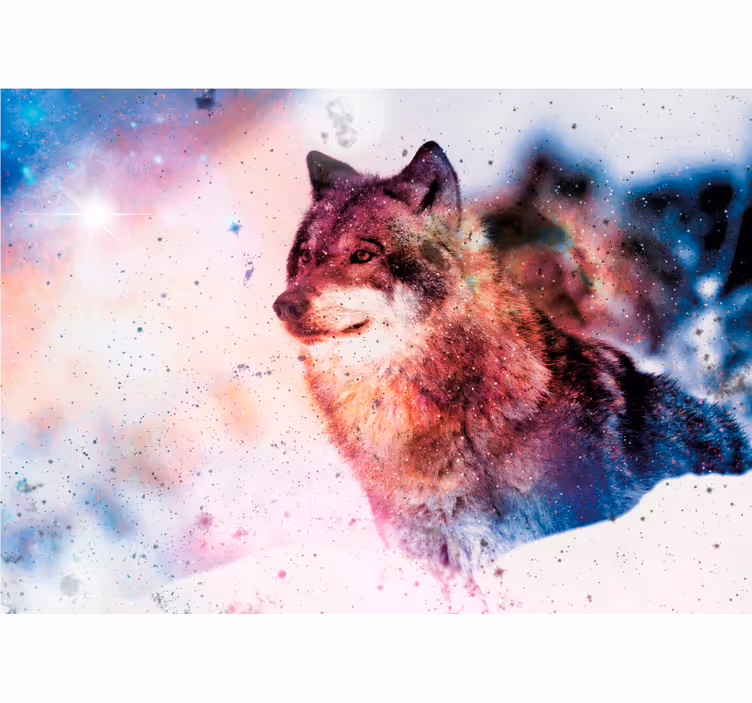 Fototapete tiere einsamer kosmischer wolf - TenStickers