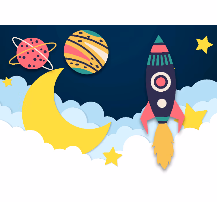 Fototapete fantasie rakete zwischen planeten - TenStickers
