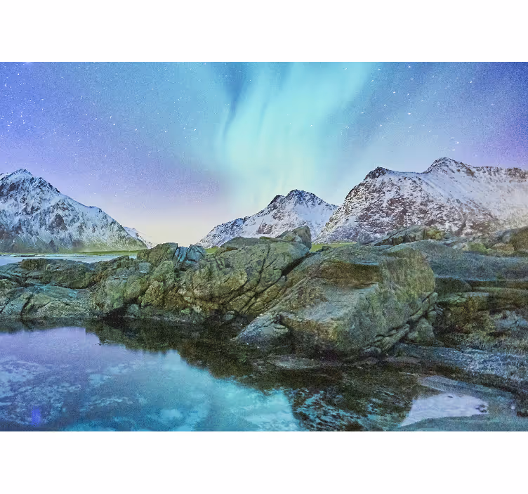 Fototapete landschaften nordlichter reflexion - TenStickers