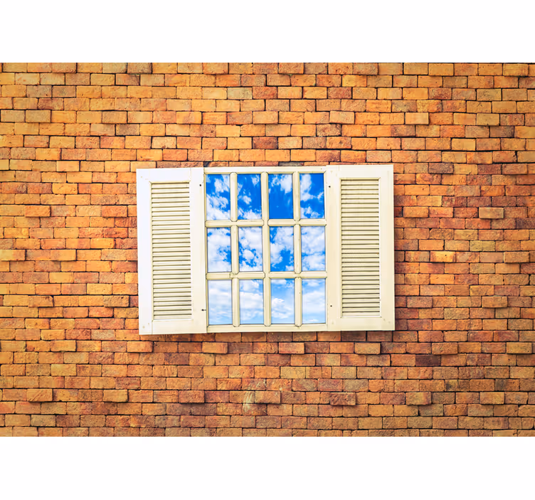 Fototapete stein mit ausblick auf ein offenes fenster - TenStickers