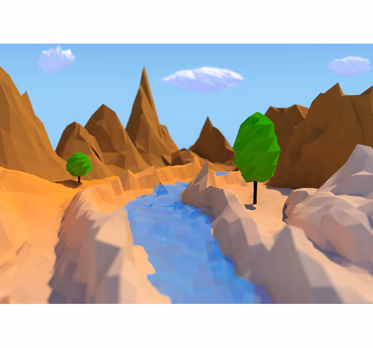 Fototapete landschaften polygonale flusslandschaft - TenStickers