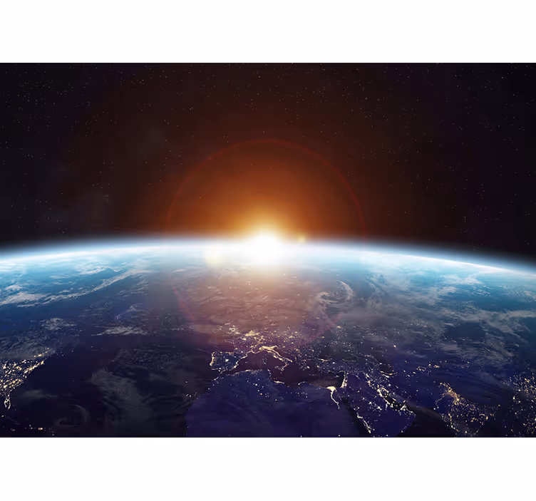 Fototapete weltraum sonnenaufgang über der erde - TenStickers