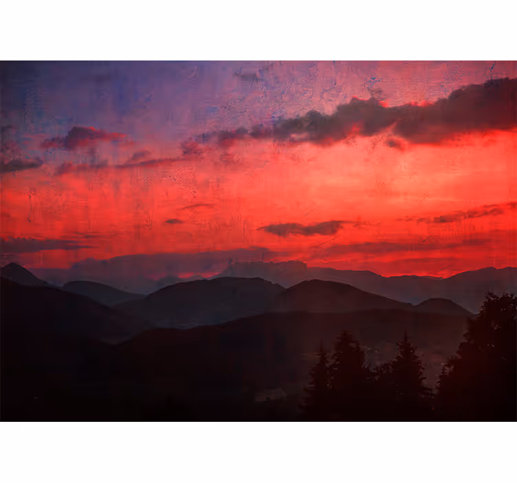 Fototapete berge dramatischer sonnenuntergang - TenStickers