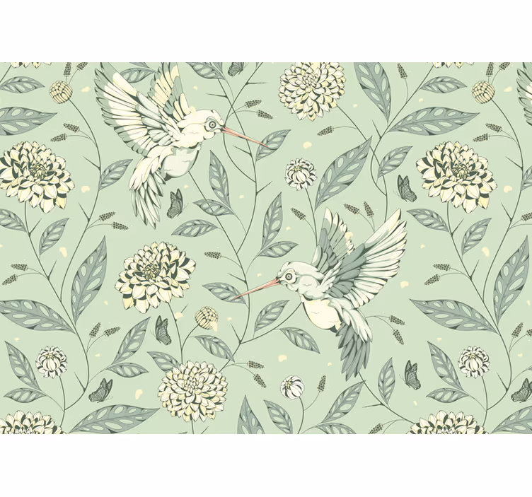 Fototapete blumen kolibri zwischen blüten - TenStickers
