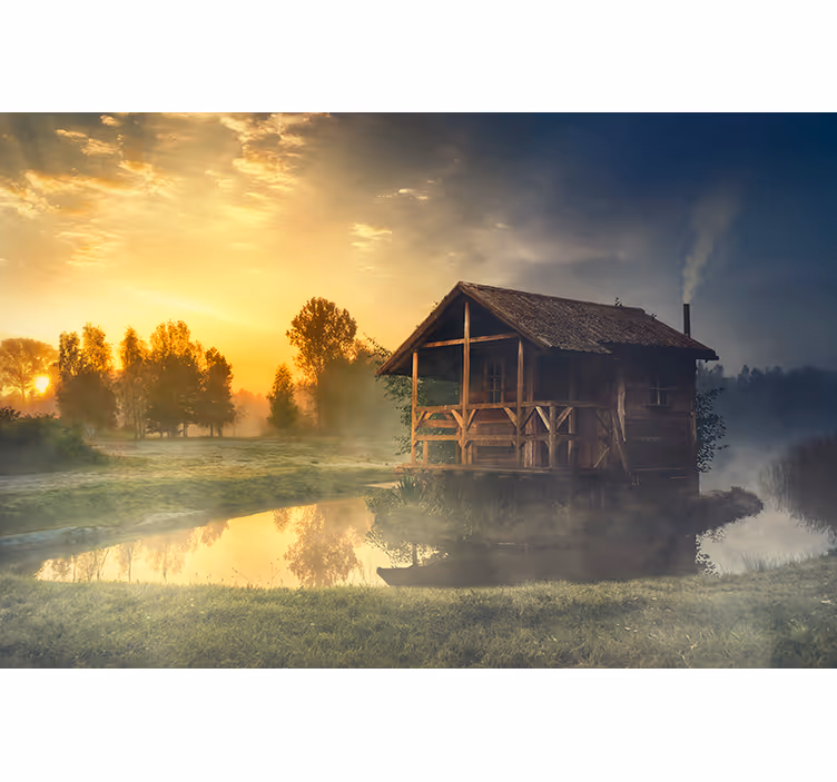 Fototapete landschaften ruhige kabine sonnenuntergang - TenStickers
