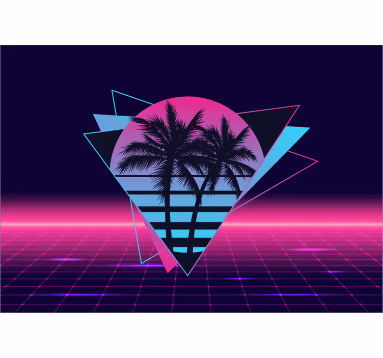 Fototapete sprüche retro palmen geometrie - TenStickers