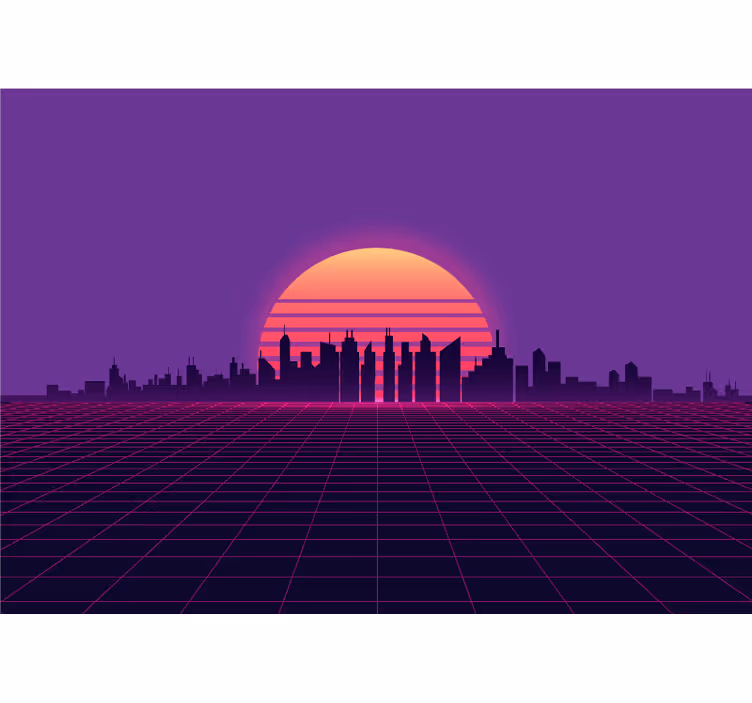 Fototapete städte sonnenuntergang stadtansicht silhouette - TenStickers