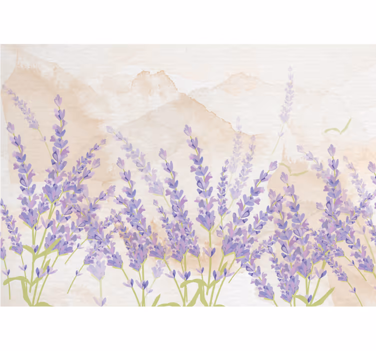 Fototapete Blumen lavendelfelder szene - TenStickers