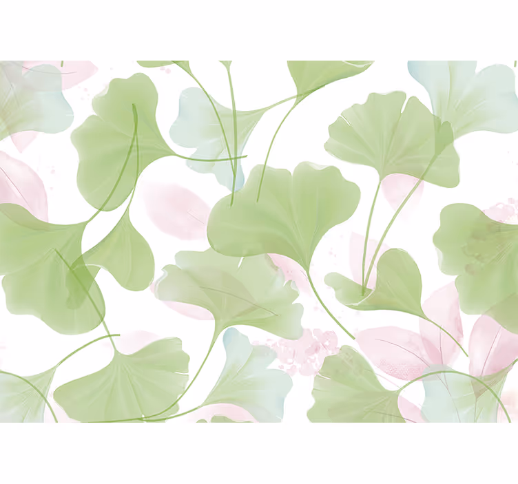 Fototapete blumen mit ginkgoblatt-muster - TenStickers