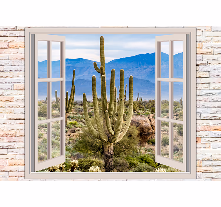 Fototapete natur wüstenkaktus aussicht - TenStickers